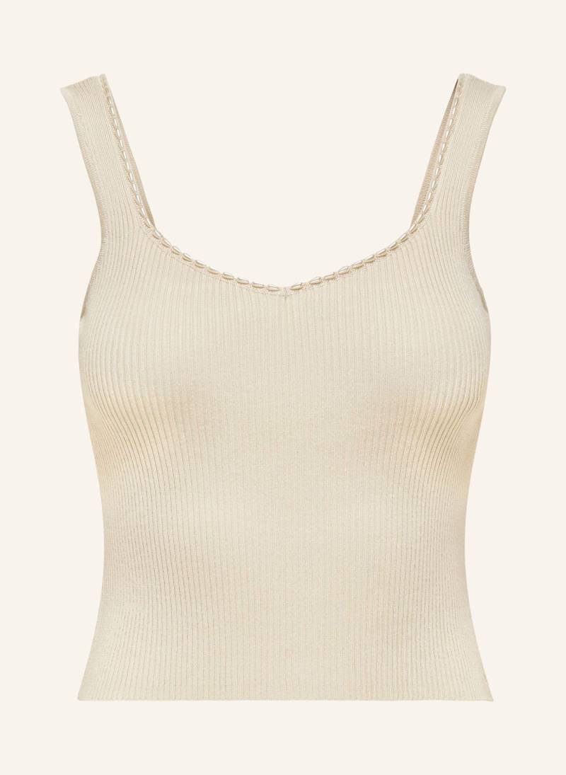 Only Cropped-Top Mit Schmuckperlen beige von Only