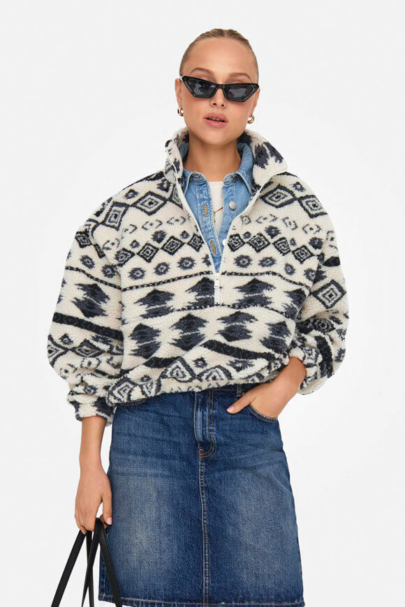 Only Janne Aztec Crop Sherpa Sweater | Birch | Damen  | M von Only