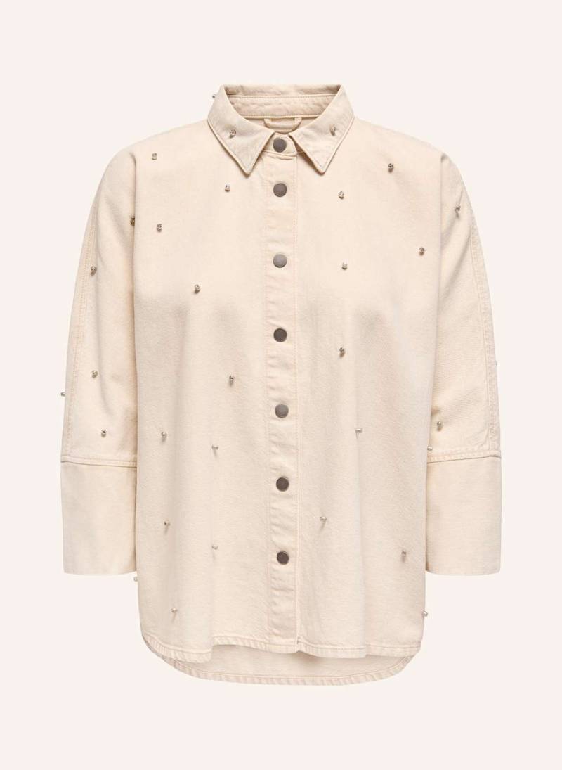 Only Jeans-Overjacket Mit Schmucksteinen beige von Only