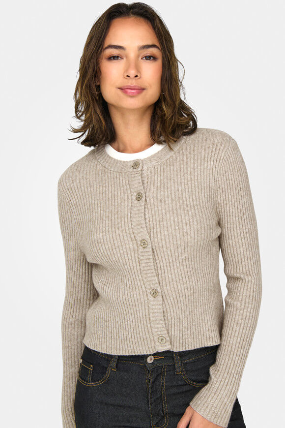 Only Katia Gerippter Crop Cardigan | Mocha Meringue Melange | Damen  | XS von Only