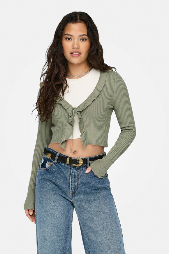 Only Mila Gerippte Crop Strickjacke | Tea | Damen  | XS von Only