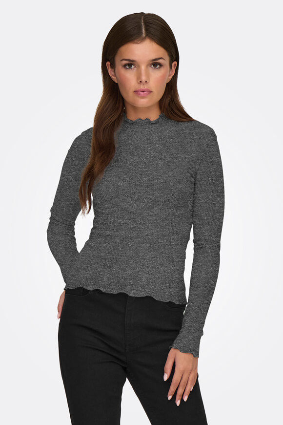 Only Sillie geripptes Langarmshirt | Dark Grey Melange | Damen  | L von Only