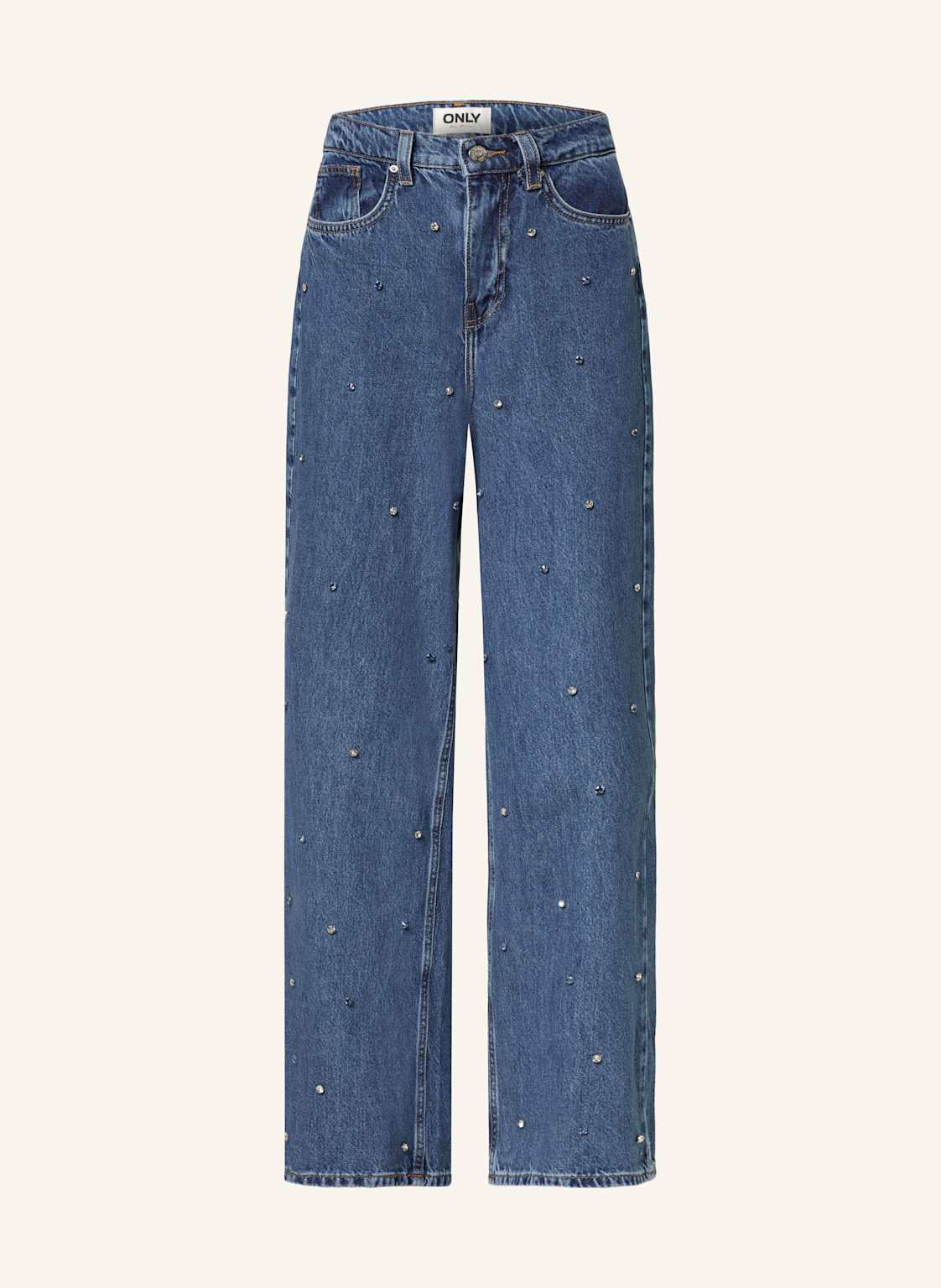 Only Straight Jeans Mit Schmucksteinen blau von Only