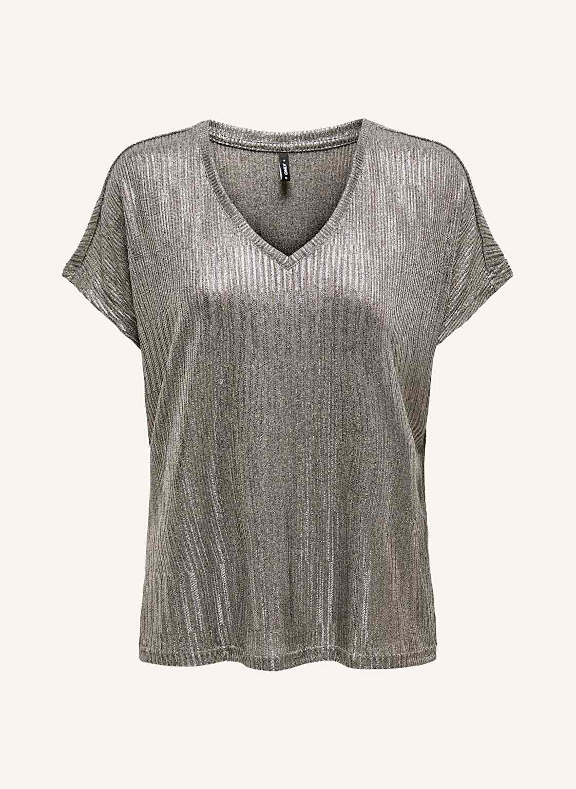 Only T-Shirt Mit Glitzergarn grau von Only