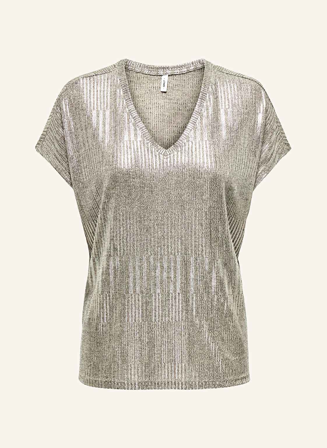 Only T-Shirt Mit Glitzergarn silber von Only