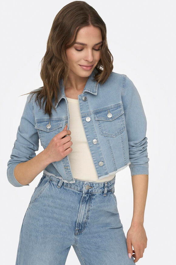 Only Wonder Crop Jeansjacke | Light Blue Denim | Damen  | L von Only