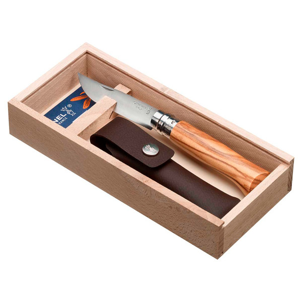 Opinel - No 08 Geschenkset Olive mit Etui - Messer Gr 8 cm grün von Opinel