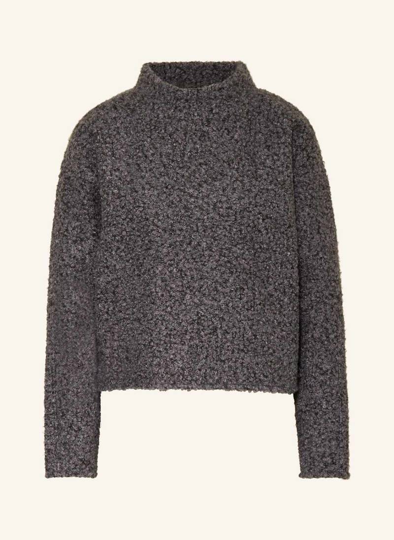 Opus Longsleeve Gojam Aus Bouclé grau von Opus