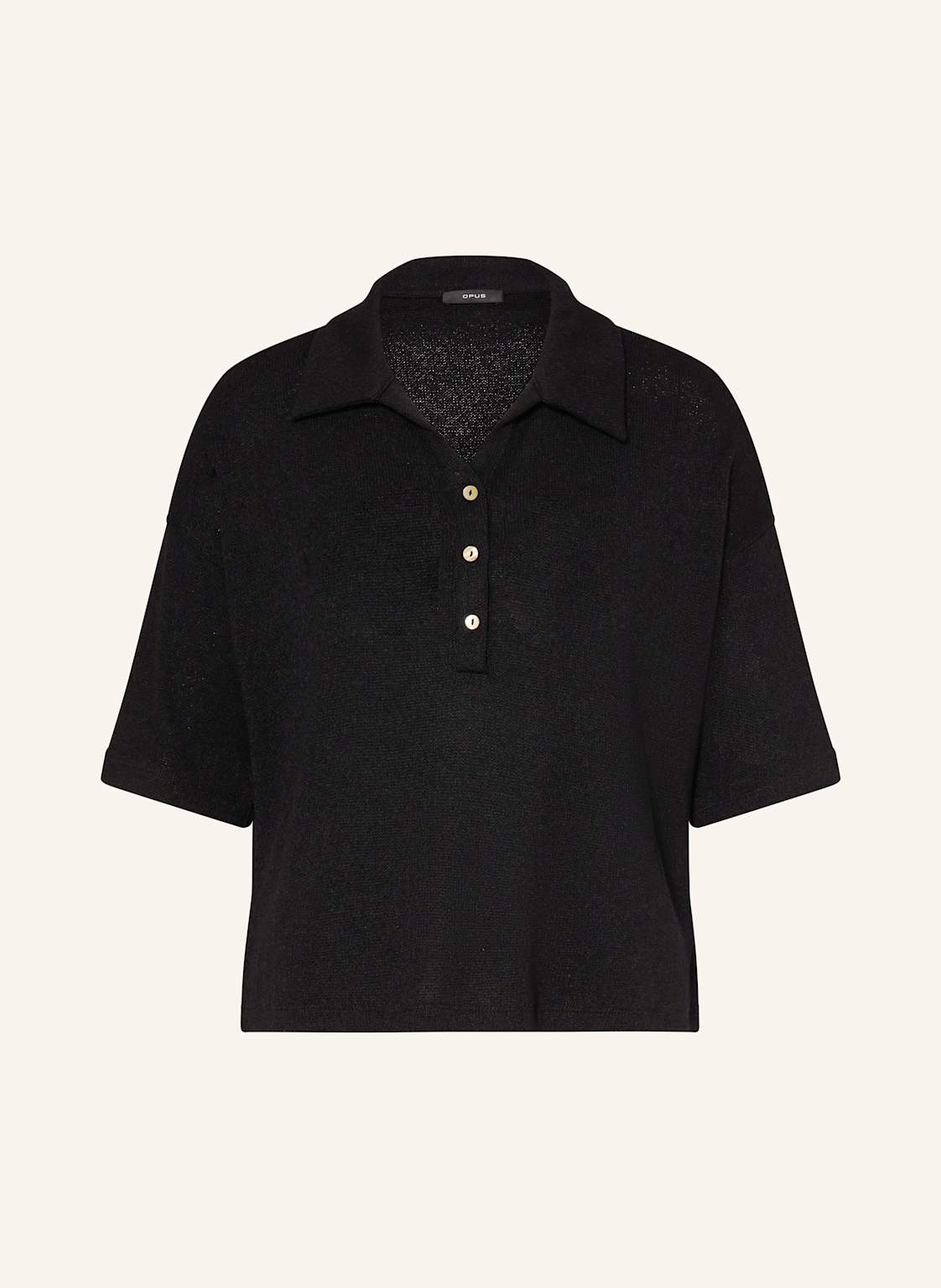 Opus Strick-Poloshirt Silkas schwarz von Opus