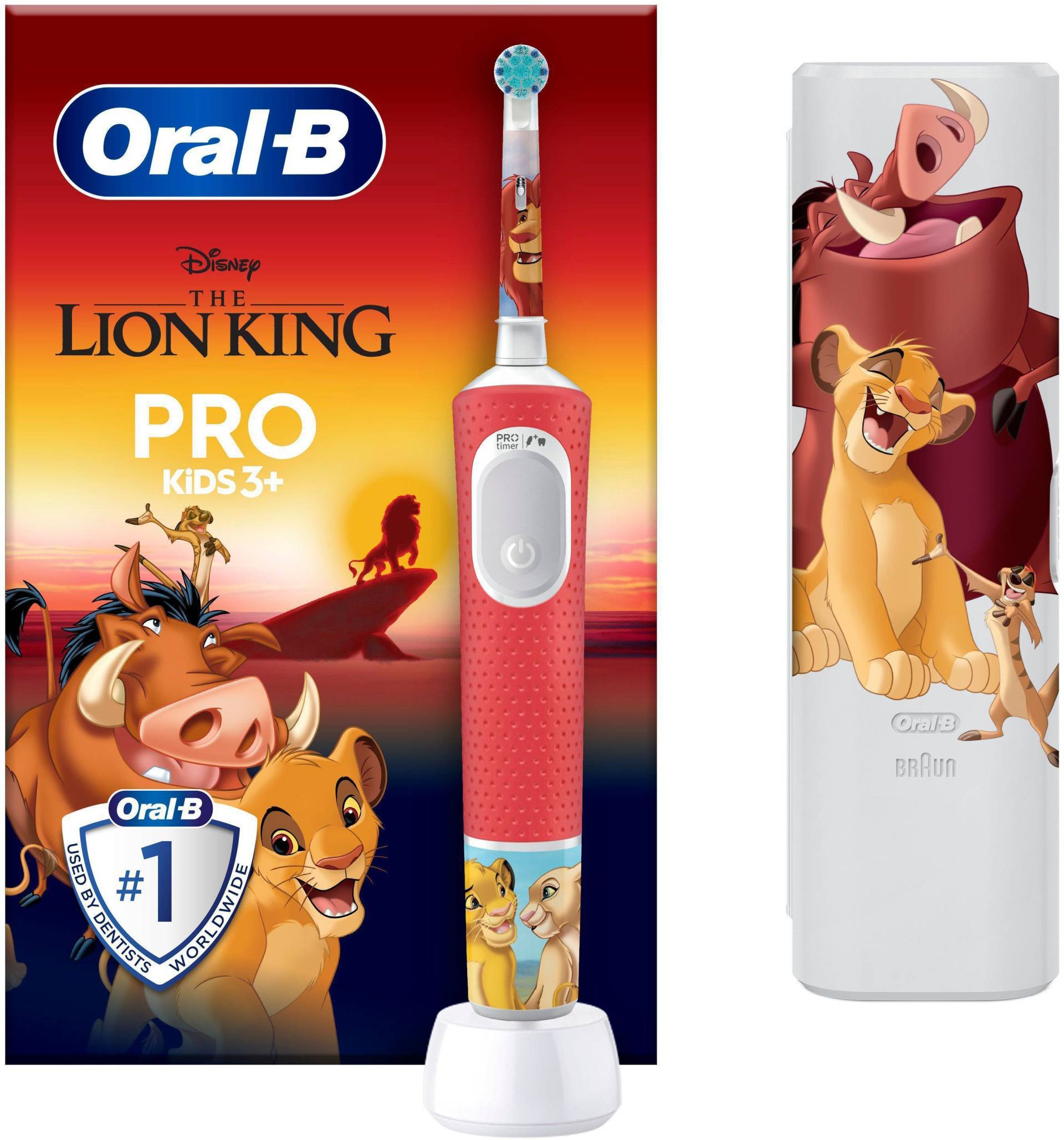 Oral-B Elektrische Kinderzahnbürste »Pro Kids König der Löwen«, 1 St. Aufsteckbürsten, inklusive Sensitiv+ Modus für Zahnpflege, extra weiche Borsten von Oral-B