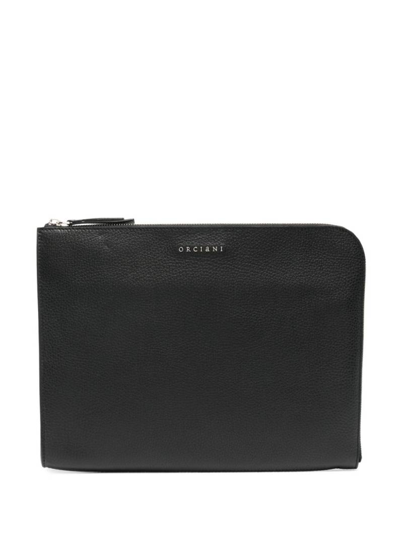 Orciani logo-lettering clutch bag - Black von Orciani