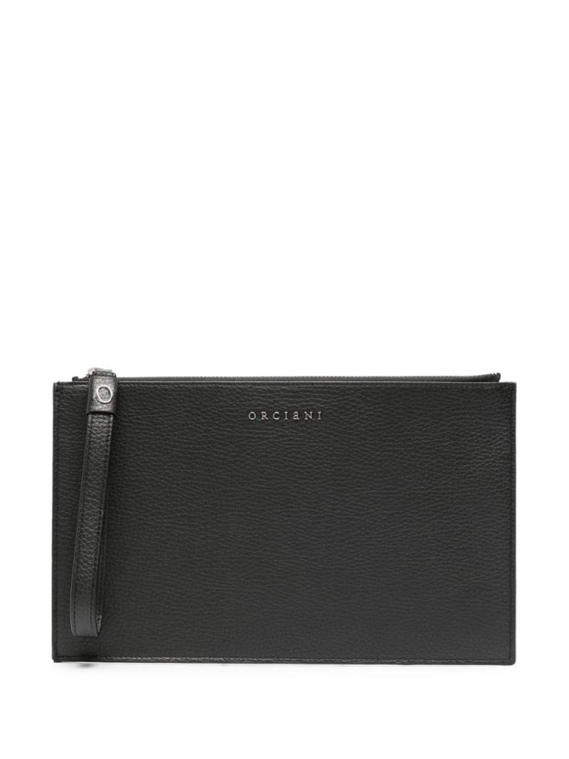 Orciani logo-lettering leather clutch - Black von Orciani