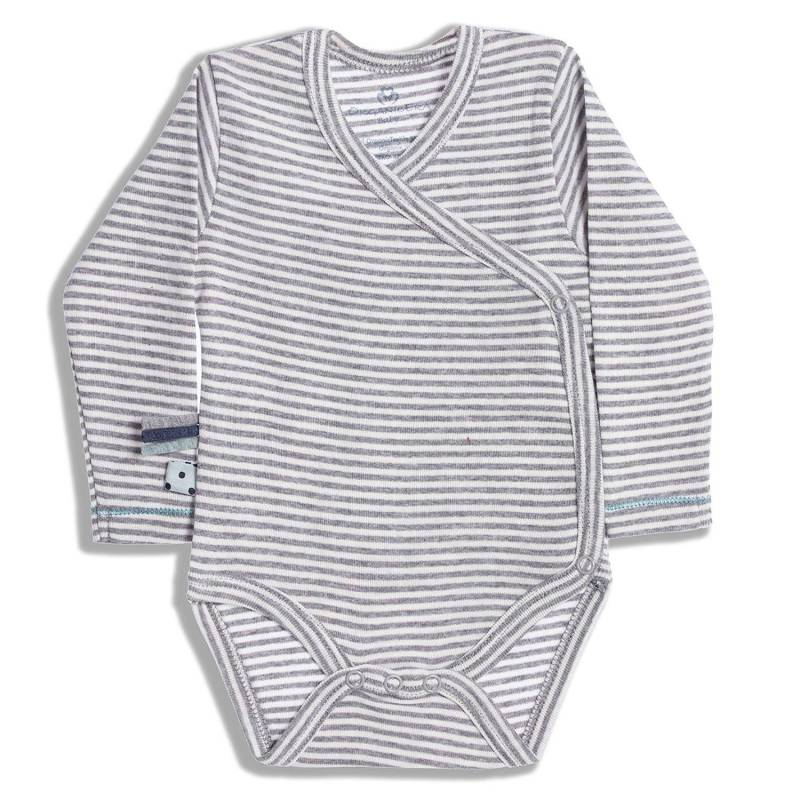 Wickel-langarmbody Unisex Taubengrau 0-3M von OrganicEra