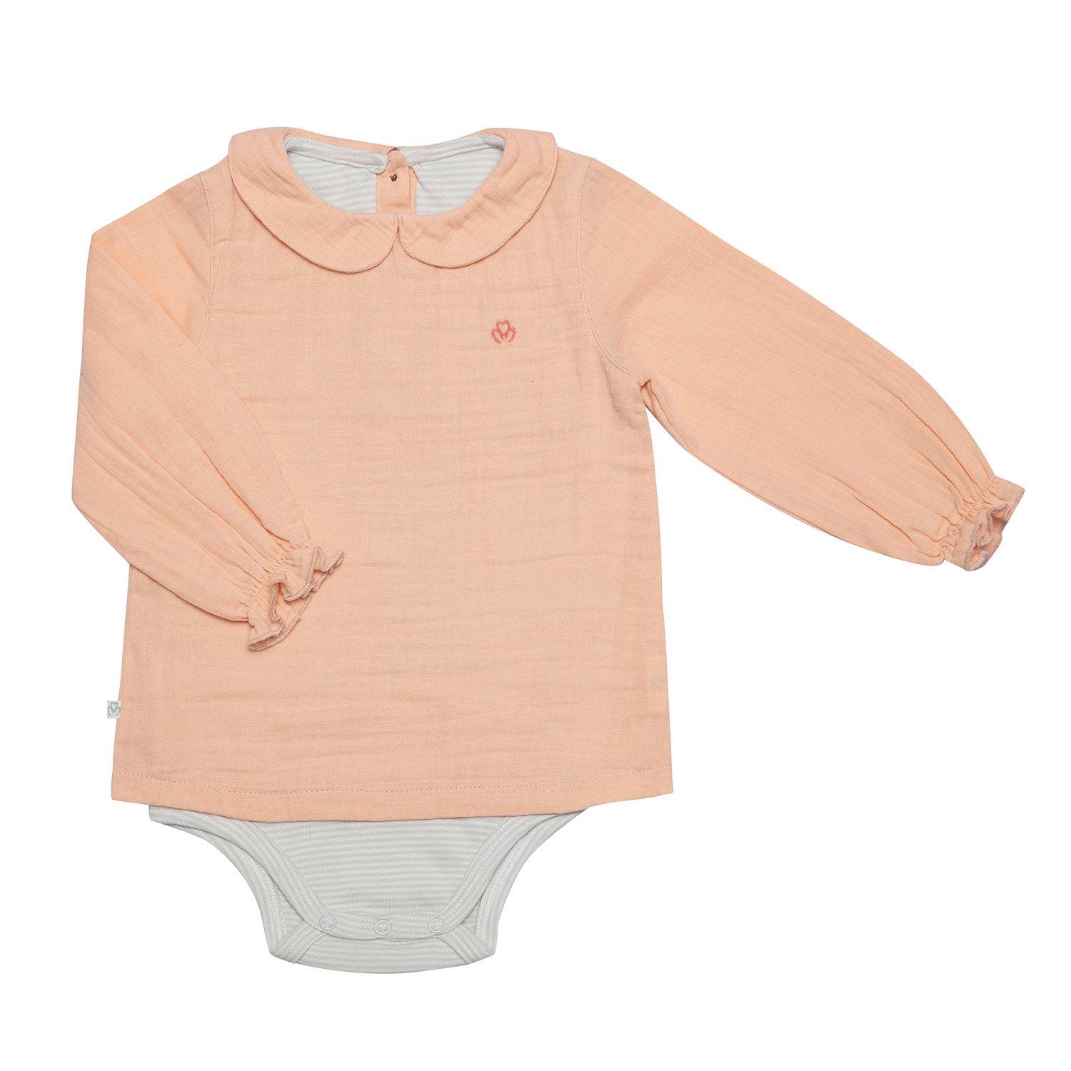 Body Shirt Muslin Unisex Lachs 3-6M von OrganicEra