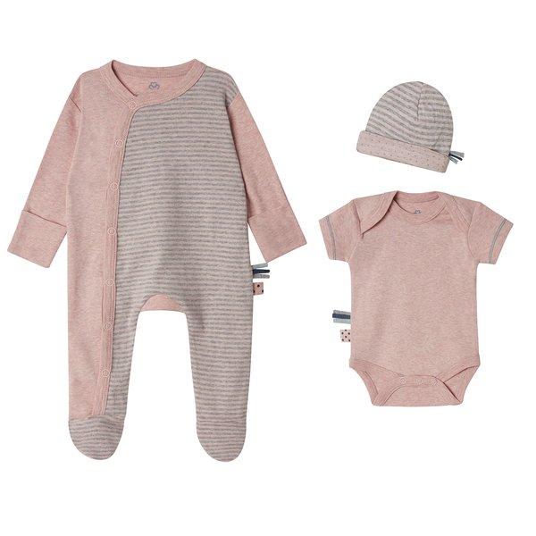 Neugeborene Jungen Mädchen Kleidung Set Aus Bio Baumwolle, 3-teiliges Set Unisex Rosa 50-56 von OrganicEra