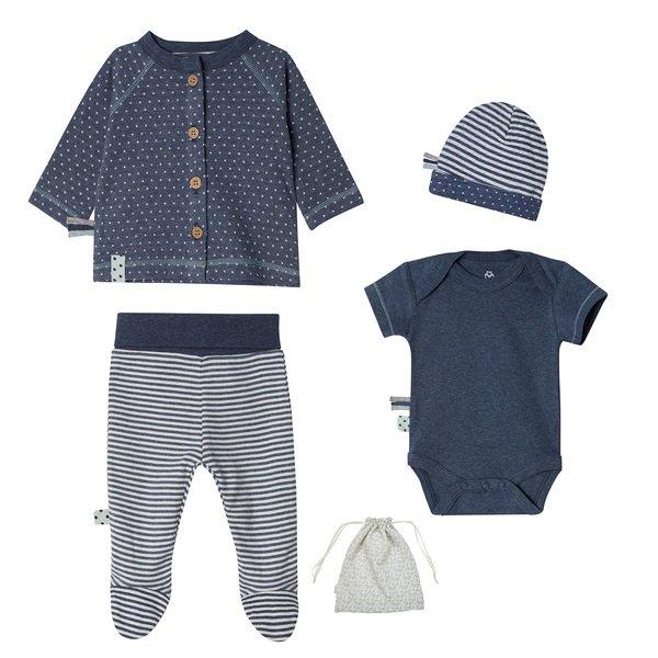 Neugeborene Kleidung Set Aus Bio Baumwolle, 4-teiliges Set Unisex Indigo 50-56 von OrganicEra