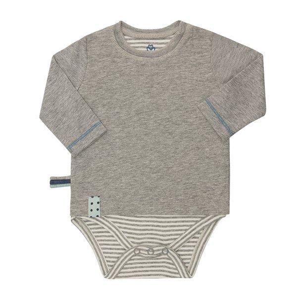 Langarm-bodyshirt Unisex Taubengrau 6-12 mesi von OrganicEra