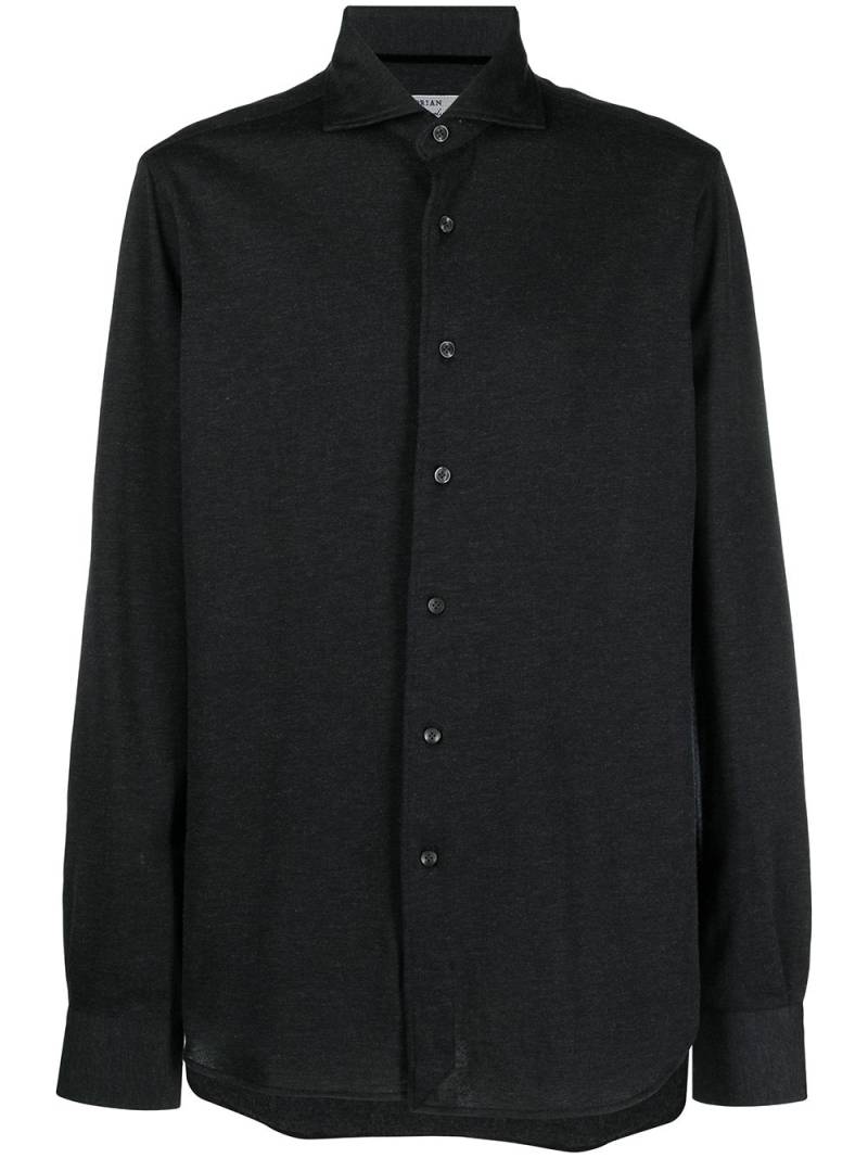 Orian spread collar piqué shirt - Black von Orian