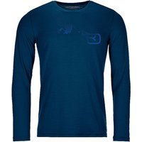 ORTOVOX Herren Funktionsshirt 185 Merino Logo petrol | L von Ortovox