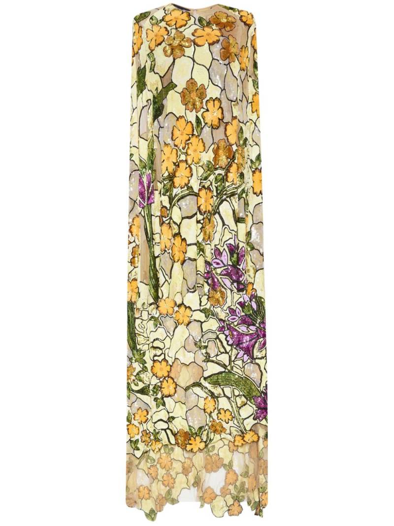 Oscar de la Renta Art Nouveau sequin-embroidered kaftan - Neutrals von Oscar de la Renta