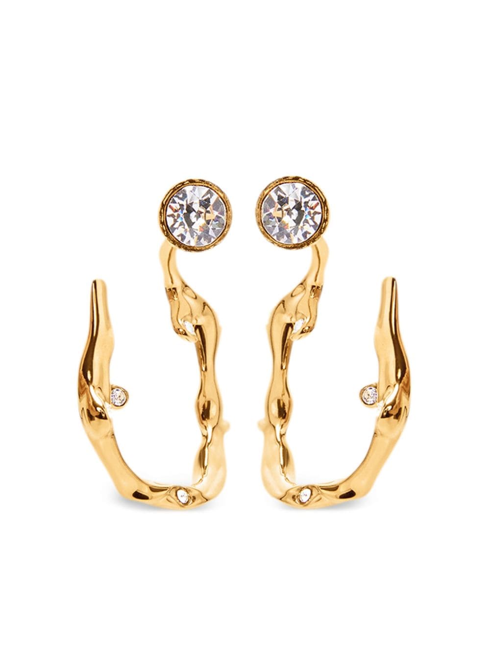 Oscar de la Renta Branch crystal-embellished hoop earrings - Gold von Oscar de la Renta