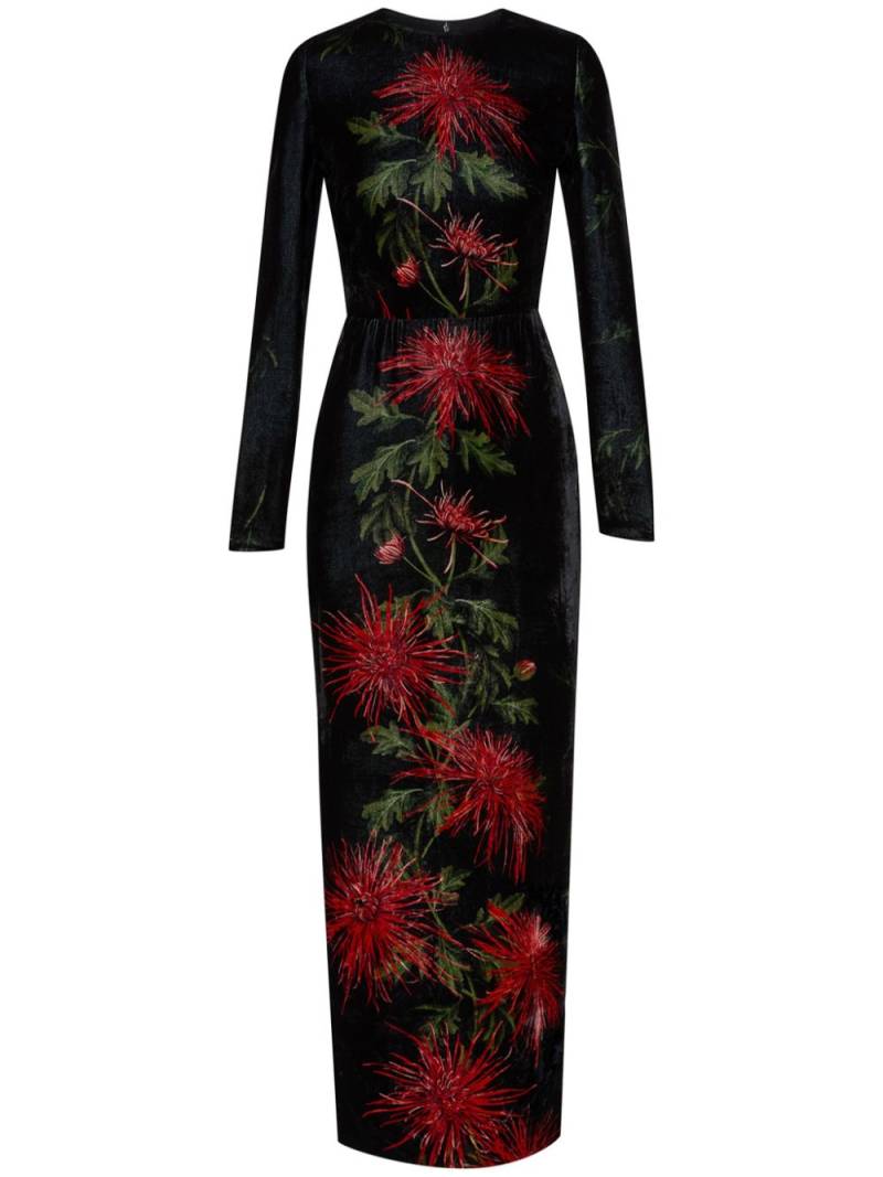 Oscar de la Renta Chrysanthemum Stripe velvet gown - Red von Oscar de la Renta