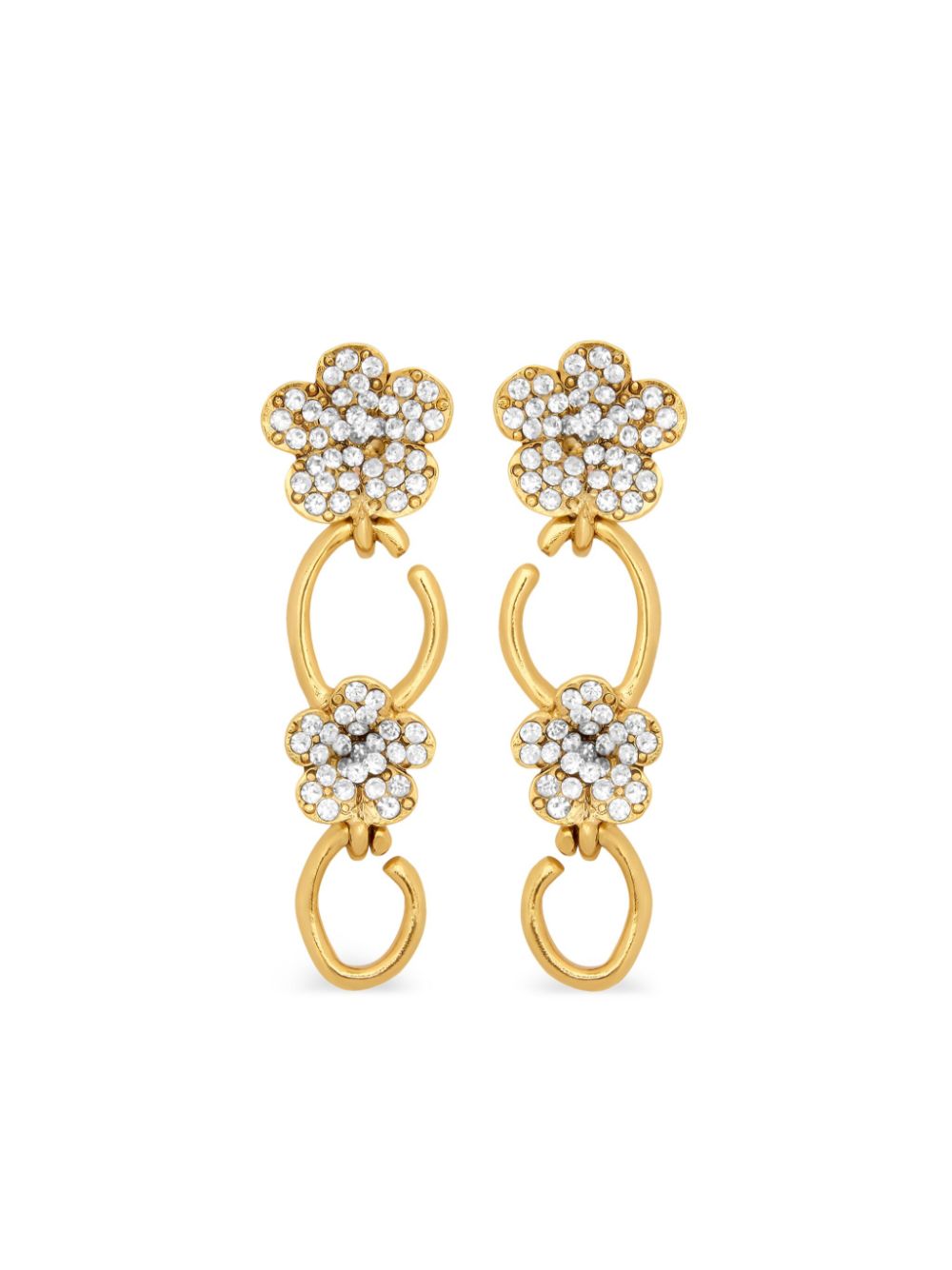 Oscar de la Renta Crystal Flower O drop earrings - Gold von Oscar de la Renta