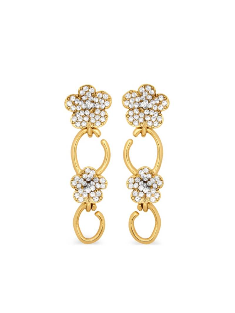 Oscar de la Renta Crystal Flower O drop earrings - Gold von Oscar de la Renta