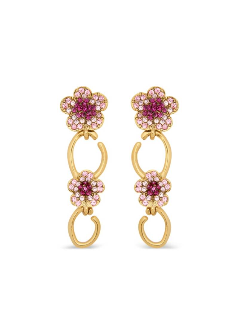 Oscar de la Renta Crystal Flower O drop earrings - Gold von Oscar de la Renta