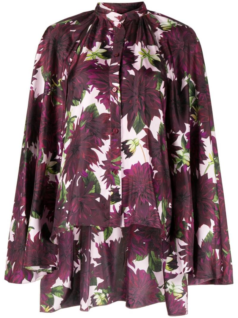 Oscar de la Renta Dahlia floral-print silk shirt - Red von Oscar de la Renta