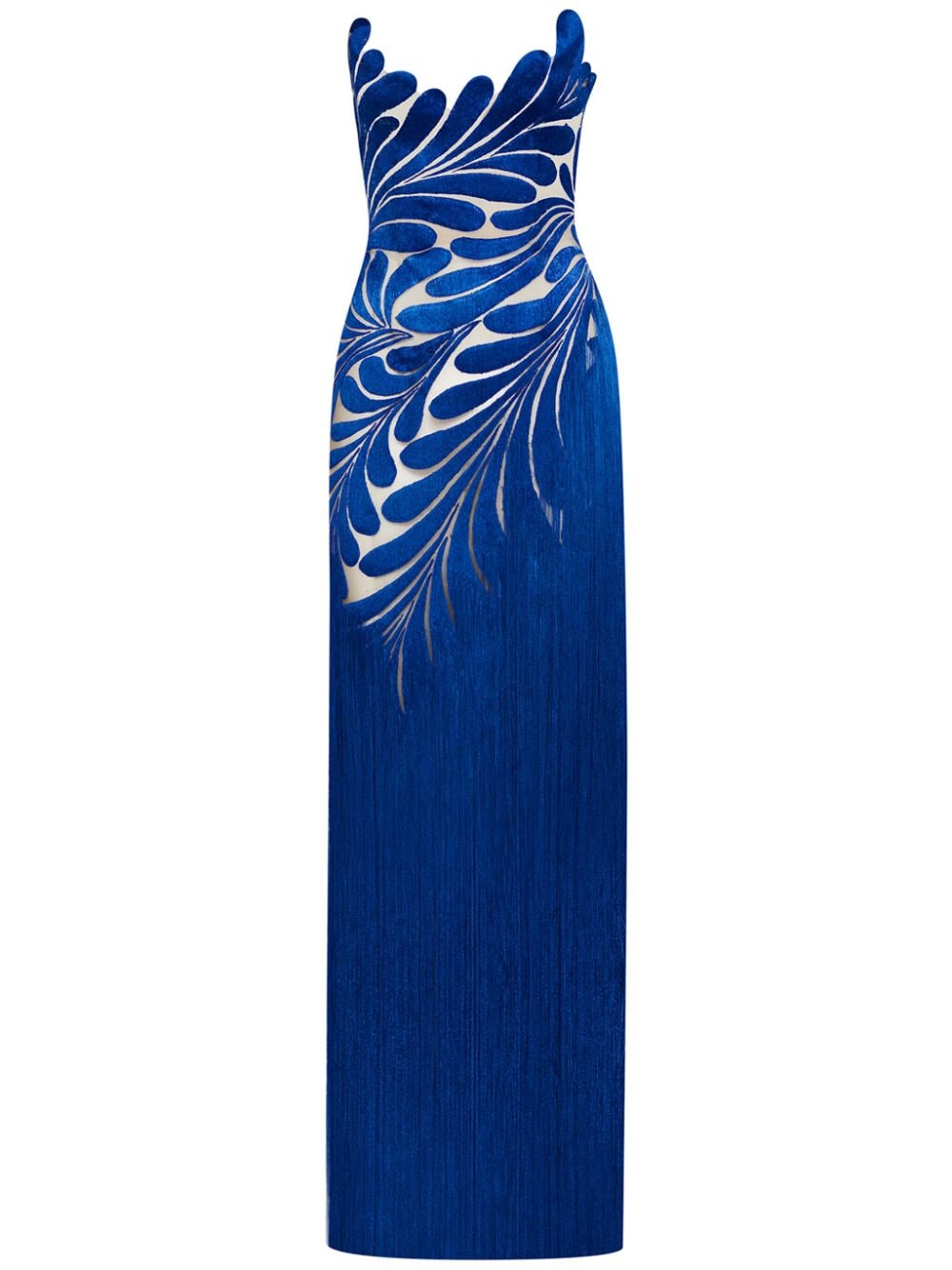 Oscar de la Renta Fern threadwork fringed gown - Blue von Oscar de la Renta