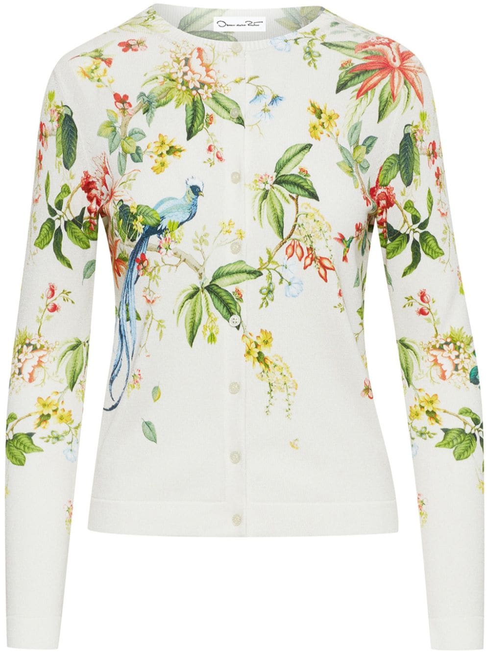 Oscar de la Renta Flora & Fauna-print button-up cardigan - White von Oscar de la Renta