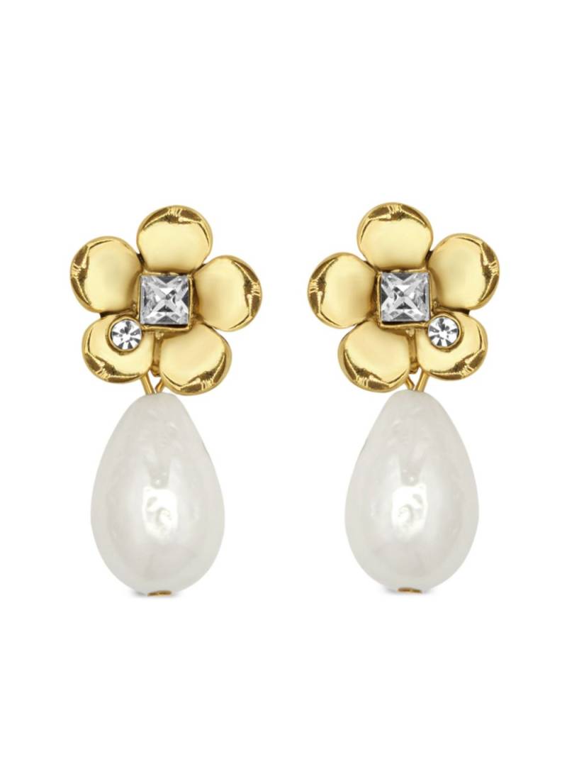 Oscar de la Renta Flower Pearl drop earrings - Gold von Oscar de la Renta