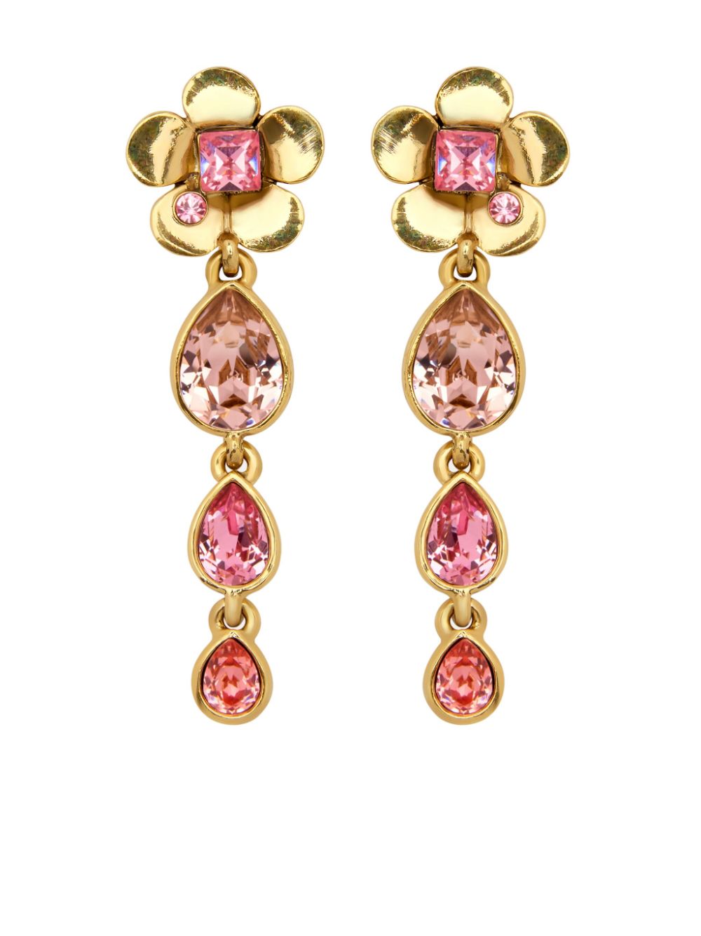 Oscar de la Renta Flower Teardrop clip-on earrings - Gold von Oscar de la Renta