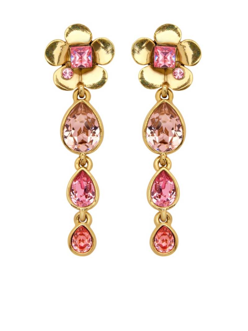 Oscar de la Renta Flower Teardrop clip-on earrings - Gold von Oscar de la Renta