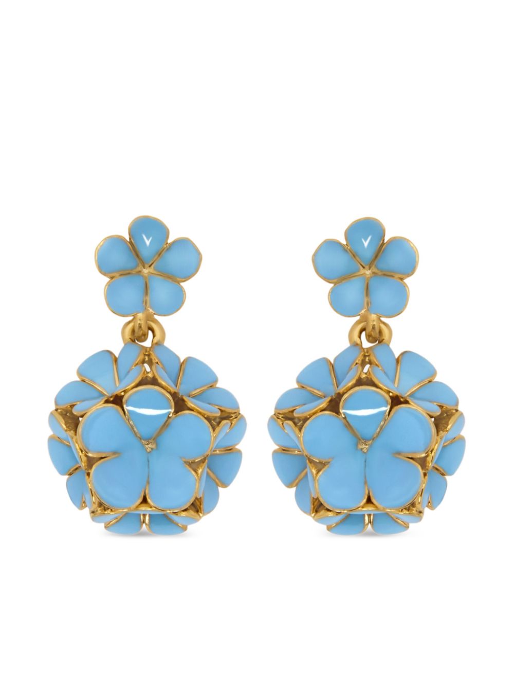 Oscar de la Renta Flower drop clip-on earrings - Blue von Oscar de la Renta