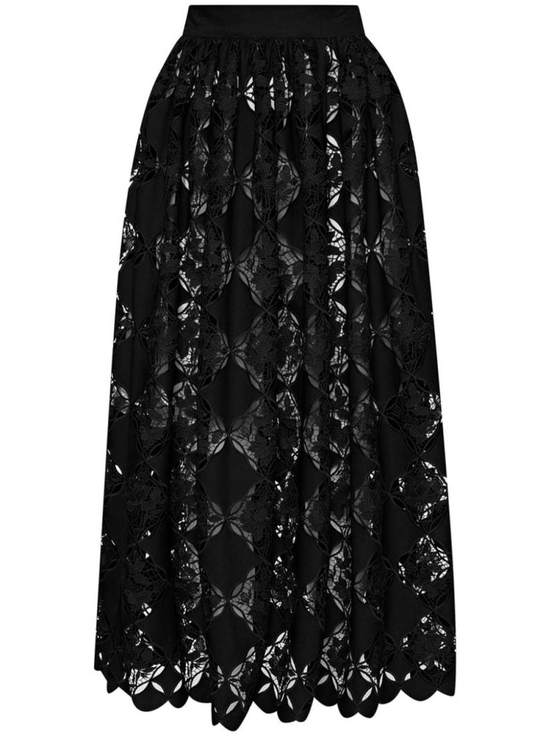 Oscar de la Renta Gardenia guipure midi skirt - Black von Oscar de la Renta