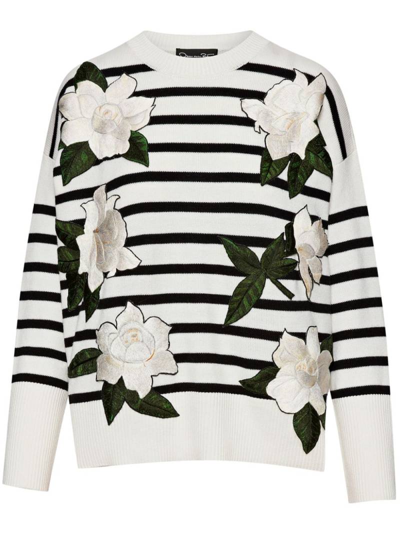 Oscar de la Renta Gardenia striped threadwork jumper - White von Oscar de la Renta