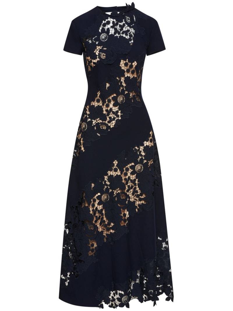 Oscar de la Renta Mixed Botanical guipure-lace midi dress - Black von Oscar de la Renta