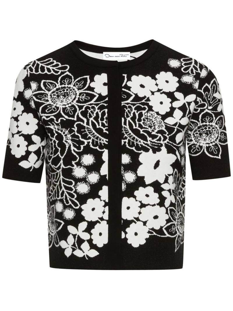 Oscar de la Renta Mixed Botanical jacquard cardigan - Black von Oscar de la Renta