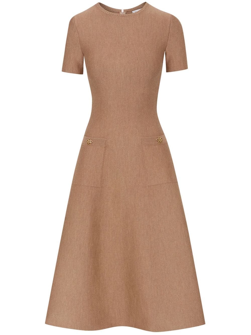 Oscar de la Renta O Flower knit midi dress - Brown von Oscar de la Renta