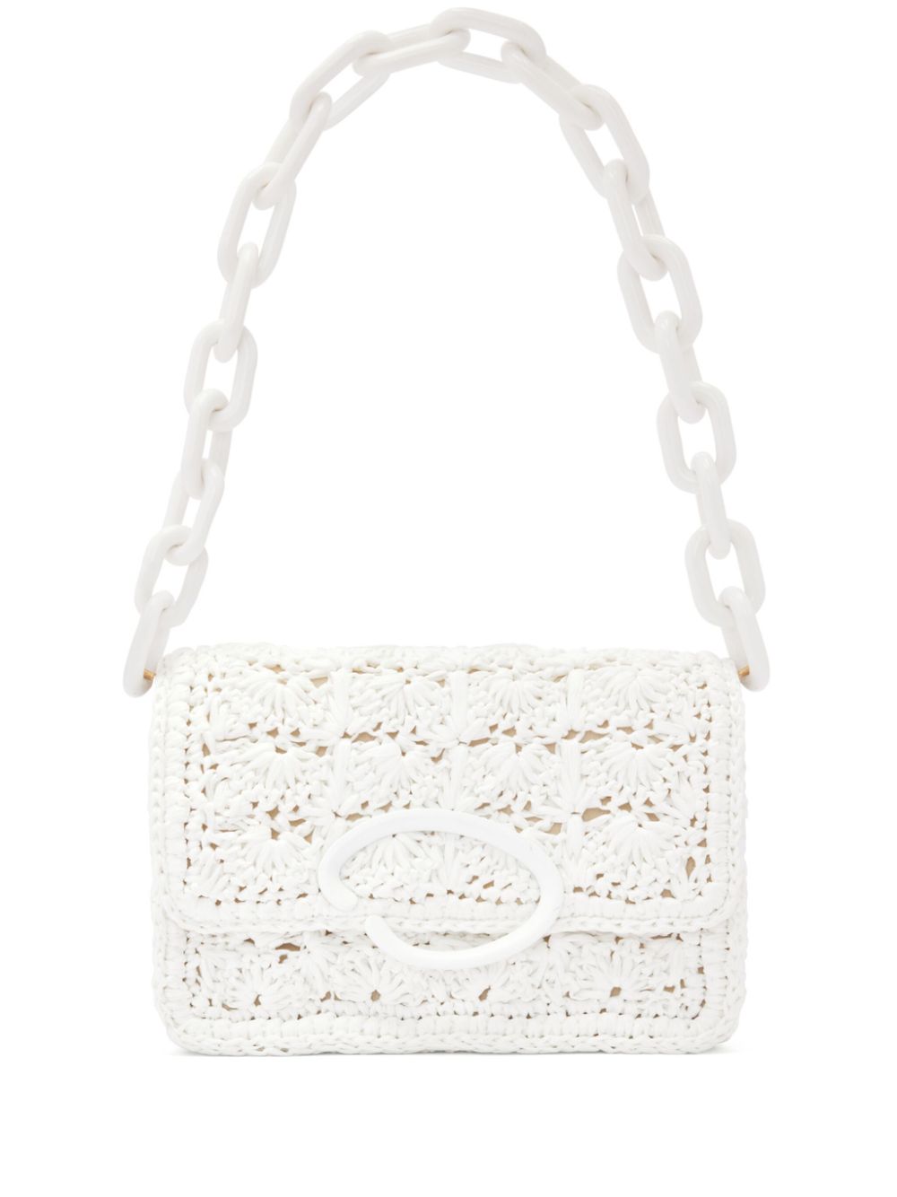 Oscar de la Renta O crochet raffia crossbody bag - White von Oscar de la Renta