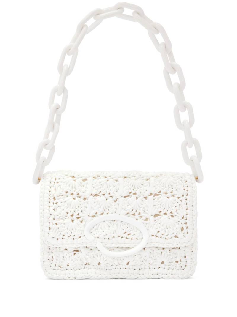 Oscar de la Renta O crochet raffia crossbody bag - White von Oscar de la Renta