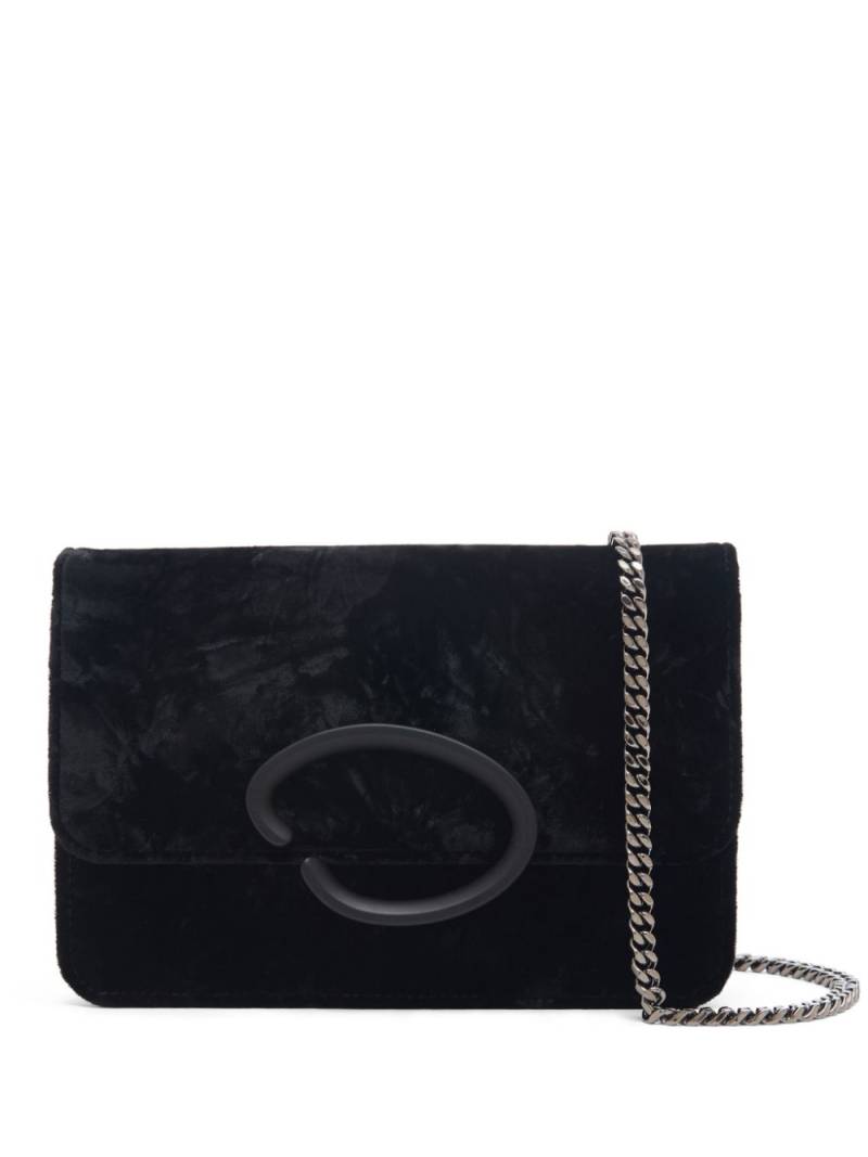 Oscar de la Renta O crushed-velvet shoulder bag - Black von Oscar de la Renta