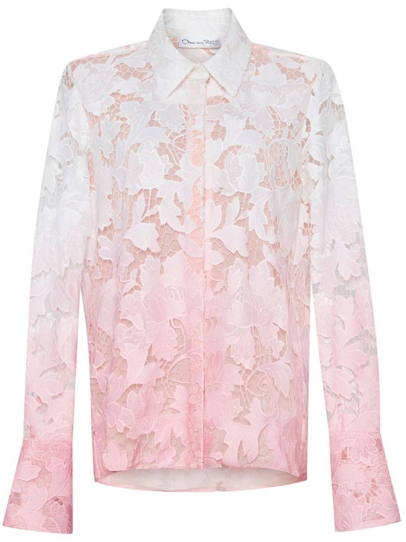 Oscar de la Renta Ombré Peony guipure blouse - Pink von Oscar de la Renta