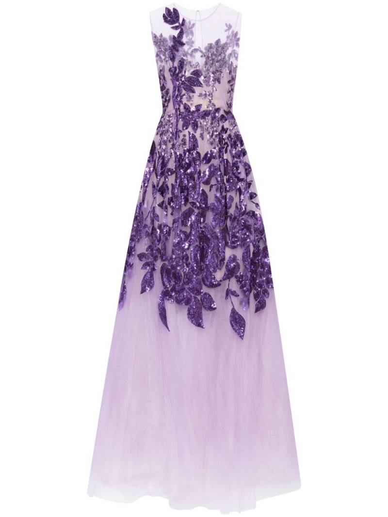 Oscar de la Renta Ombré Peony sequinned gown - Purple von Oscar de la Renta