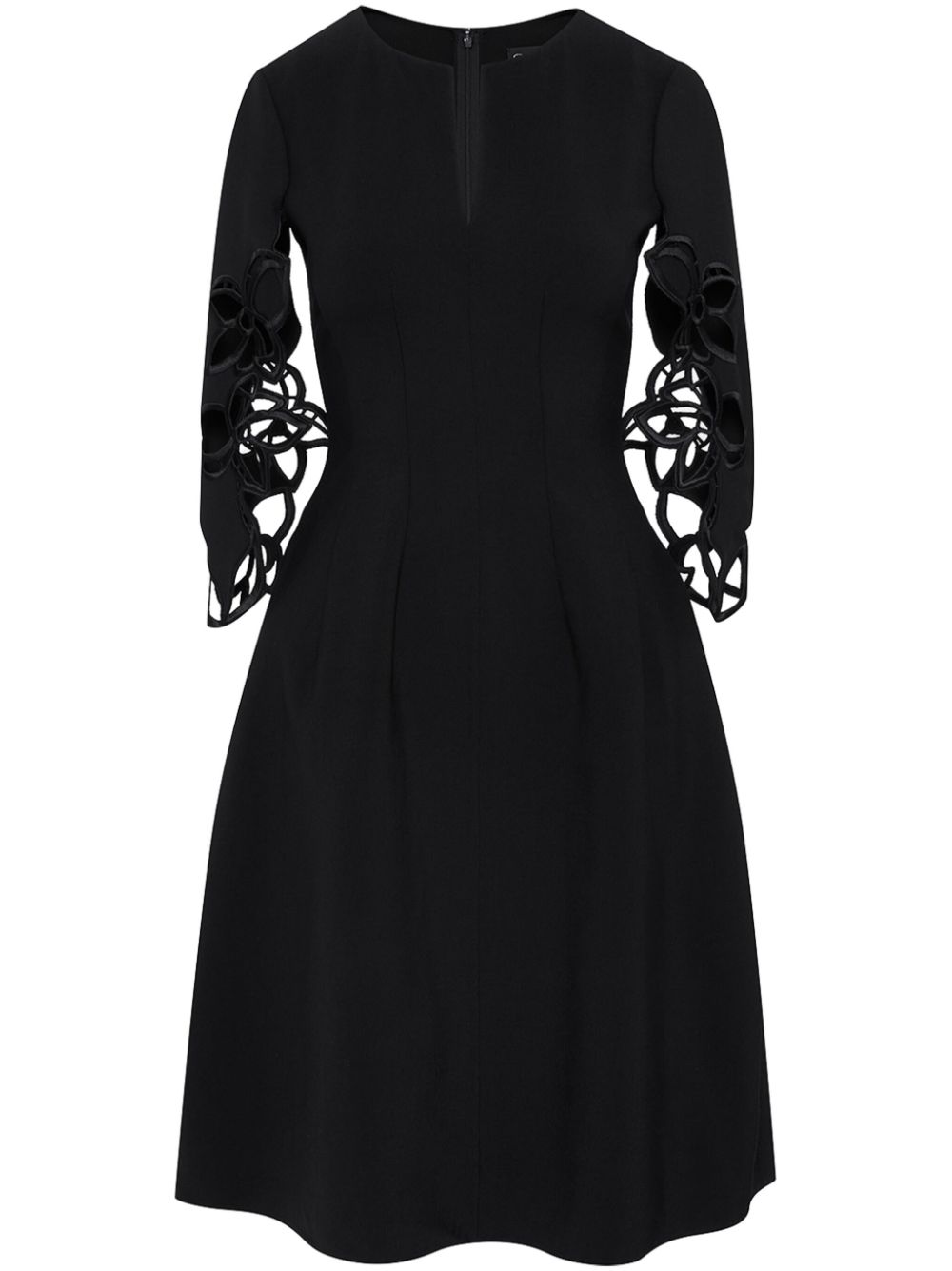 Oscar de la Renta Orchid Sleeve split-neck dress - Black von Oscar de la Renta