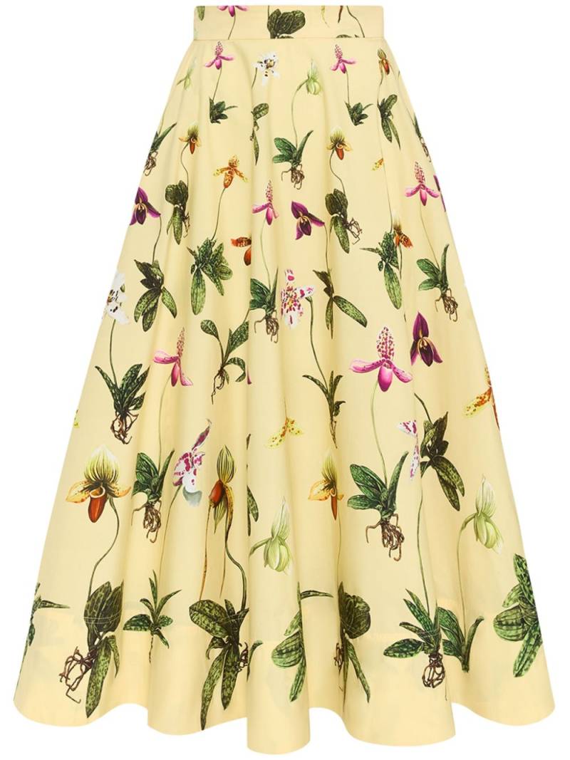 Oscar de la Renta Orchid cotton poplin skirt - Yellow von Oscar de la Renta