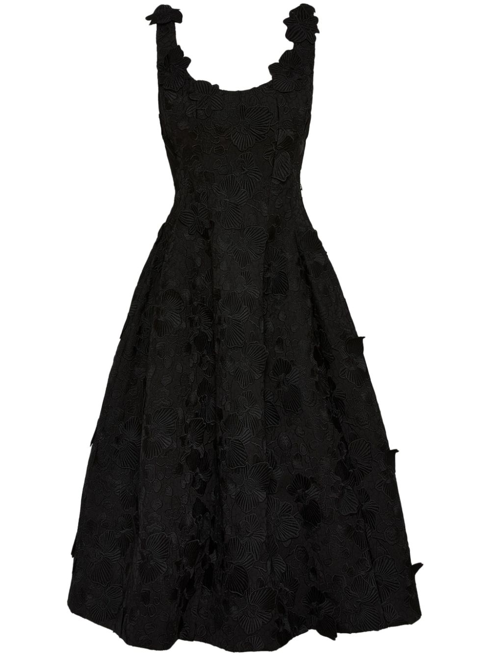 Oscar de la Renta Orchid embroidered guipure midi dress - Black von Oscar de la Renta