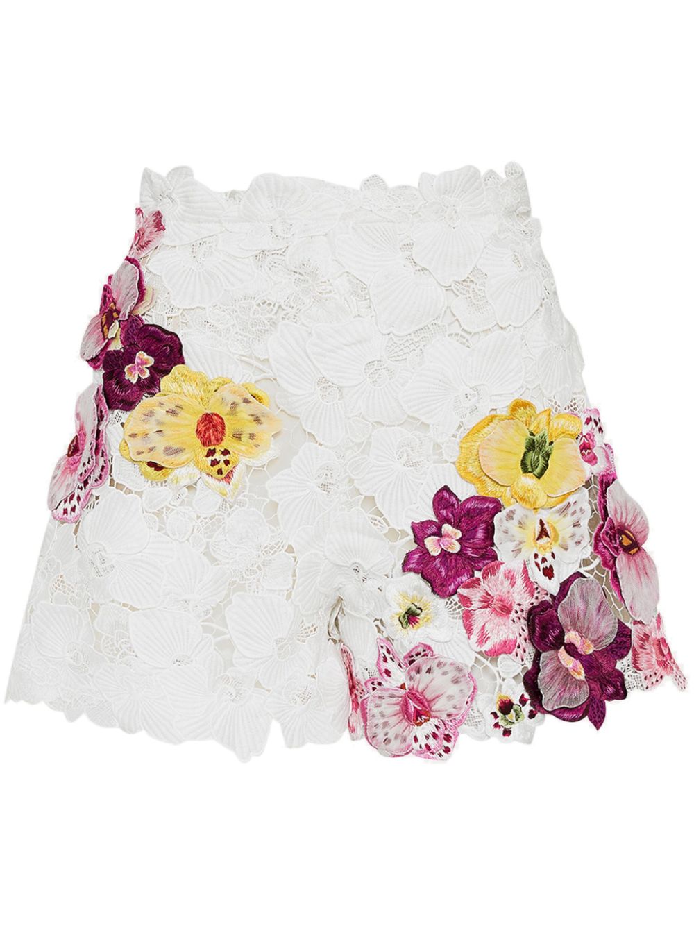 Oscar de la Renta Orchid embroidered guipure shorts - White von Oscar de la Renta